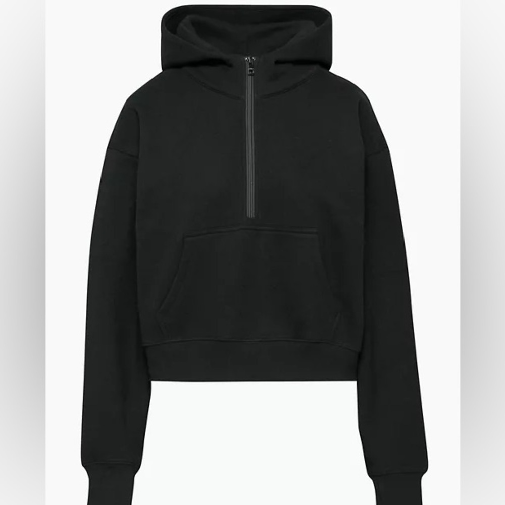 Aritzia NAVY TNA Cozy Fleece Boyfriend Fit Boxy 1/2 Zip Hoodie